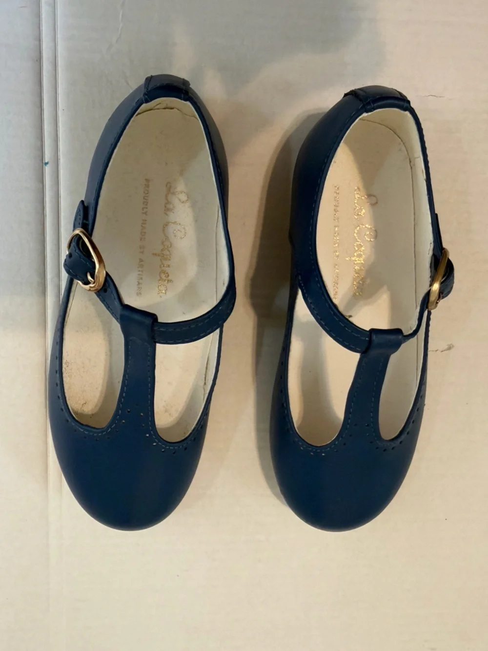 La Coqueta Cobalt Blue Leather T-Bar Mary Jane Shoes EU 25 US 9